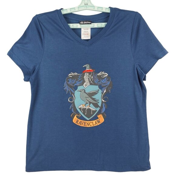 Wizarding Work Harry Potter Women's Blue T-shirt Size Medium Short Sleeve V-neck - Picture 1 of 8
